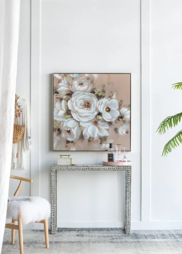 36" x 36" Square Framed Wall Art Flower Canvas Print, Home Decor for Living Room Kitchen Foyer Office - Image 4